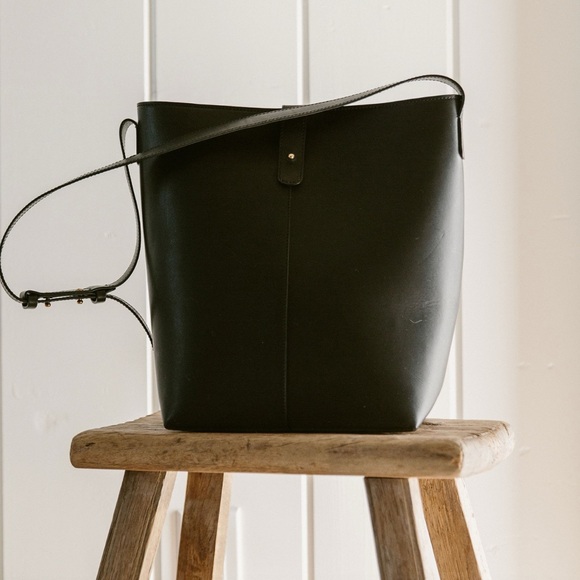 Jenni Kayne Leather Bucket Bag Black